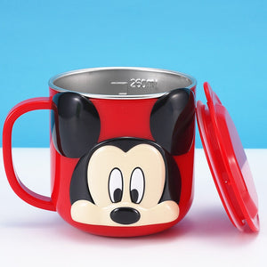 Disney Cups Frozen Elsa Anna Princess Cartoon Milk Cup Mugs 3D Mickey Minnie Stainless Steel Cup Baby Kids Girls Coffee Mug acacuss