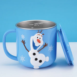 Disney Cups Frozen Elsa Anna Princess Cartoon Milk Cup Mugs 3D Mickey Minnie Stainless Steel Cup Baby Kids Girls Coffee Mug acacuss