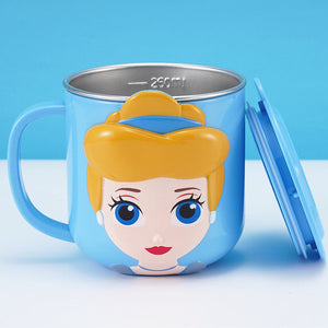 Disney Cups Frozen Elsa Anna Princess Cartoon Milk Cup Mugs 3D Mickey Minnie Stainless Steel Cup Baby Kids Girls Coffee Mug acacuss