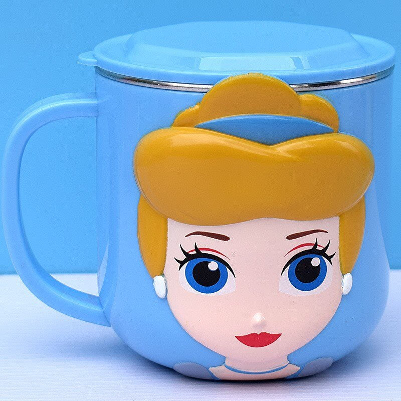 Disney Cups Frozen Elsa Anna Princess Cartoon Milk Cup Mugs 3D Mickey Minnie Stainless Steel Cup Baby Kids Girls Coffee Mug acacuss