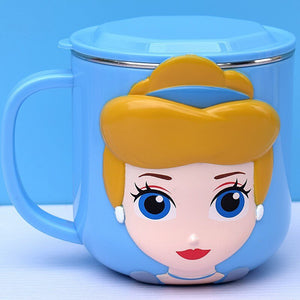 Disney Cups Frozen Elsa Anna Princess Cartoon Milk Cup Mugs 3D Mickey Minnie Stainless Steel Cup Baby Kids Girls Coffee Mug acacuss