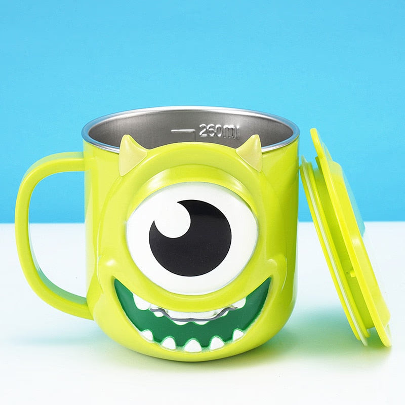 Disney Cups Frozen Elsa Anna Princess Cartoon Milk Cup Mugs 3D Mickey Minnie Stainless Steel Cup Baby Kids Girls Coffee Mug acacuss