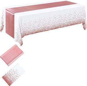 Disposable tablecloth Party table cloth Satin table runner set PEVA Waterproof Rose gold wedding banquet table cover 54x108 inch acacuss