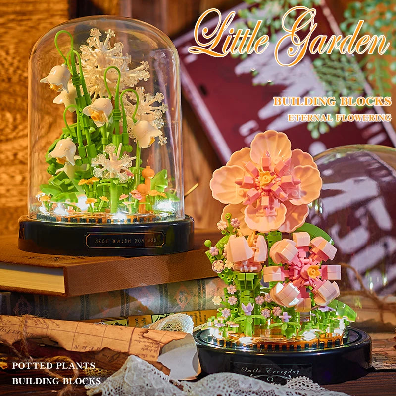 potted plants building block series Diy Micro Flower Building Blocks Mini Bricks Particles Eternal Life Flowers Home Decoration Assembling Puzzle Toy Children Gift 545pcs