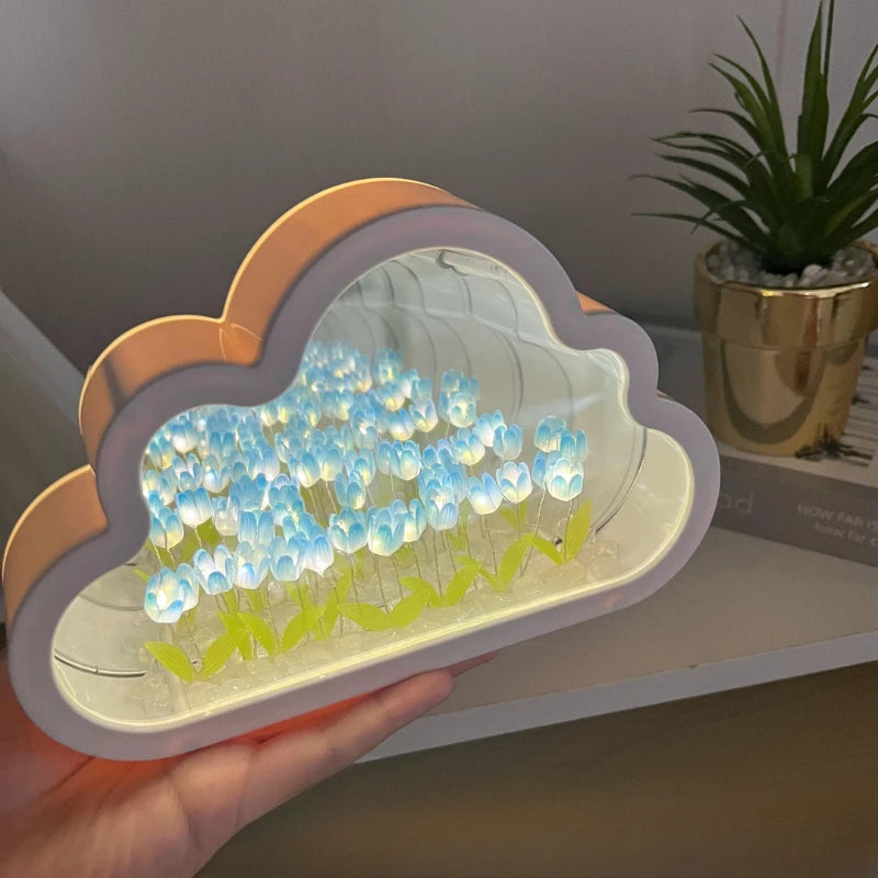 Diy Tulip Cloud Sea of Flowers Night Light Creative Light Atmosphere Light Transparent Qixi Lovers Gift Desktop Decoration acacuss