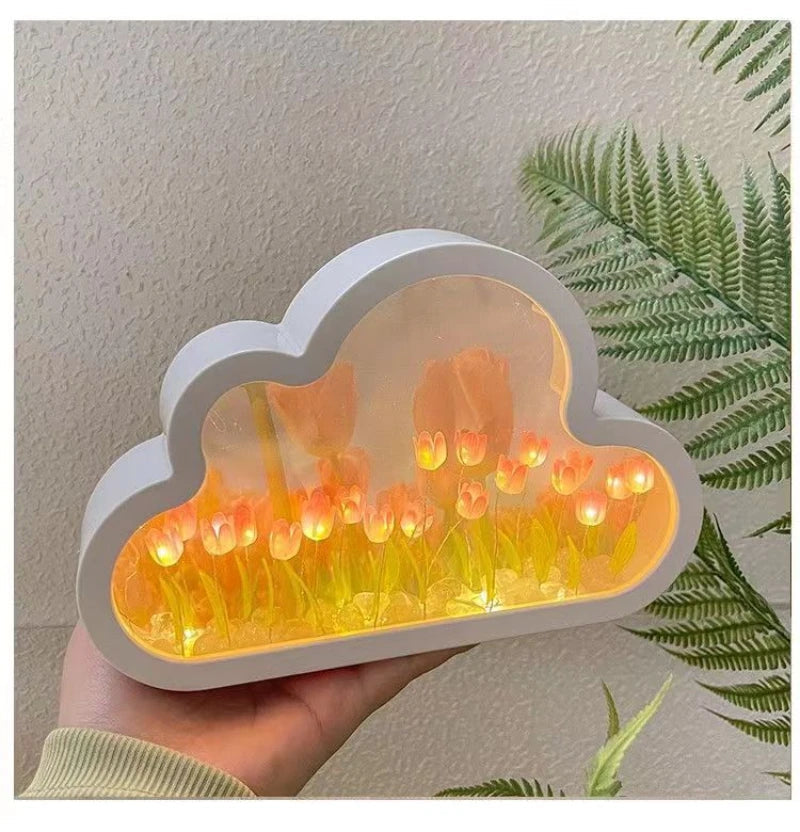 Diy Tulip Cloud Sea of Flowers Night Light Creative Light Atmosphere Light Transparent Qixi Lovers Gift Desktop Decoration acacuss