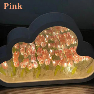 Diy Tulip Cloud Sea of Flowers Night Light Creative Light Atmosphere Light Transparent Qixi Lovers Gift Desktop Decoration acacuss