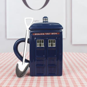 Doctor Who Tardis Creative Police Box Mug Funny Ceramic Coffee Tea Cup With Spoon Gift Box In Blue and Milk Drinks Breakfast Cup acacuss