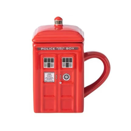 Doctor Who Tardis Creative Police Box Mug Funny Ceramic Coffee Tea Cup With Spoon Gift Box In Blue and Milk Drinks Breakfast Cup acacuss