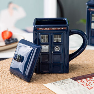 Doctor Who Tardis Creative Police Box Mug Funny Ceramic Coffee Tea Cup With Spoon Gift Box In Blue and Milk Drinks Breakfast Cup acacuss