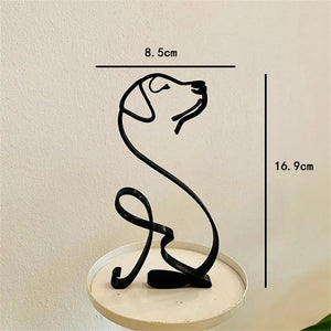 Dog Art Sculpture Metal Dog Abstract Minimalist Art Iron Figurines Office Desktop Accessories For Home Decoration Cute Miniature acacuss