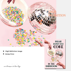 Don't Do Coke In The Bathroom Prints Wall Art Canvas Painting Trendy Disco Ball Poster Retro Kitchen Home Decor Pictures acacuss