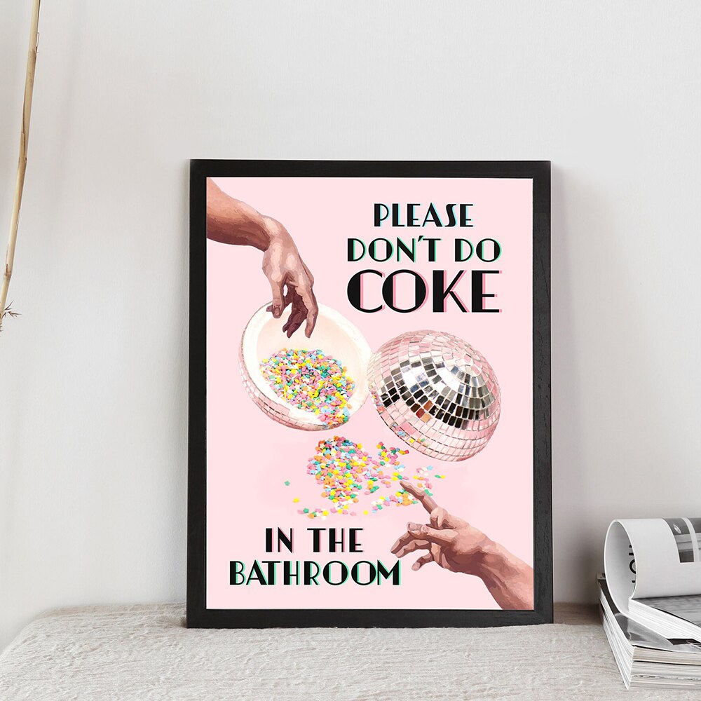 Don't Do Coke In The Bathroom Prints Wall Art Canvas Painting Trendy Disco Ball Poster Retro Kitchen Home Decor Pictures acacuss