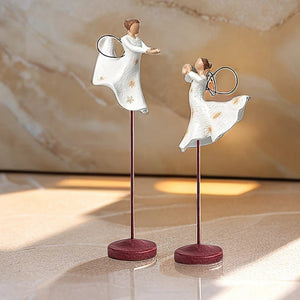 Double Angels Home sculpture art Living Room Bedroom table decoration Resin crafts Room decoration supplies acacuss