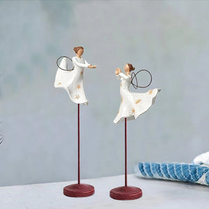 Double Angels Home sculpture art Living Room Bedroom table decoration Resin crafts Room decoration supplies acacuss