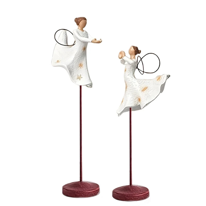 Double Angels Home sculpture art Living Room Bedroom table decoration Resin crafts Room decoration supplies acacuss