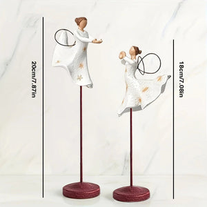 Double Angels Home sculpture art Living Room Bedroom table decoration Resin crafts Room decoration supplies acacuss