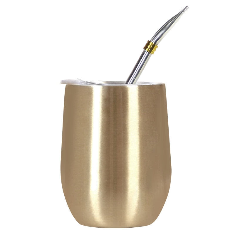Double Wall 304 Stainless Steel Cup Heat Resistant Portable Yerba Mate Tea Mug With Straw and Lid acacuss
