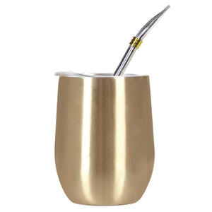 Double Wall 304 Stainless Steel Cup Heat Resistant Portable Yerba Mate Tea Mug With Straw and Lid acacuss