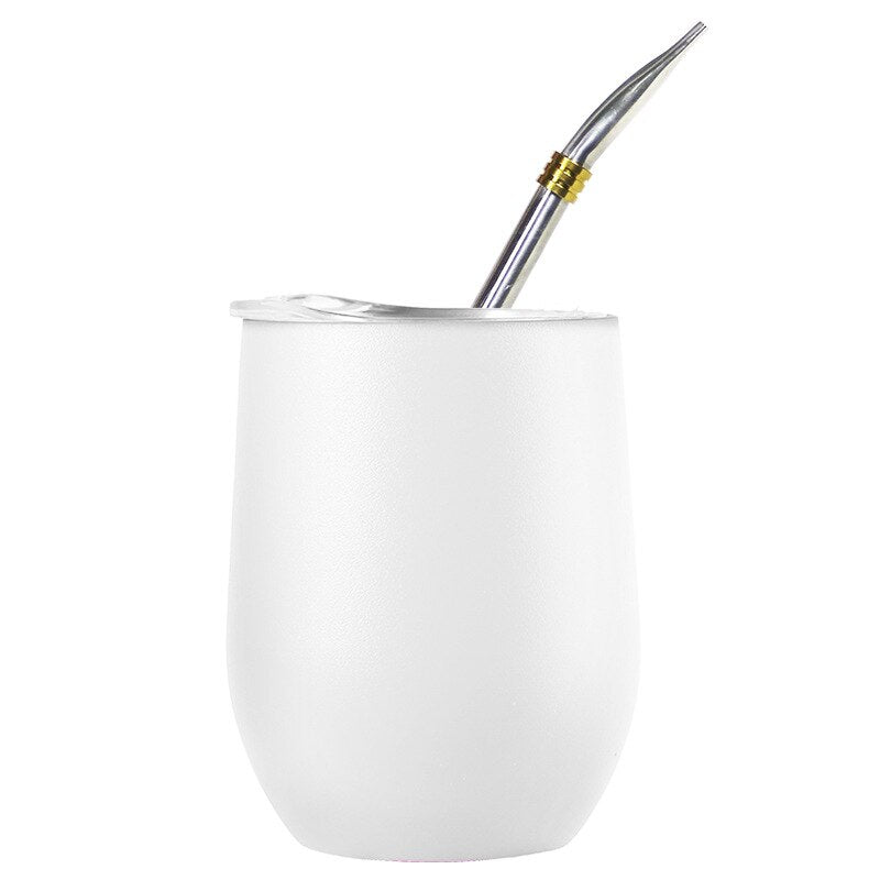Double Wall 304 Stainless Steel Cup Heat Resistant Portable Yerba Mate Tea Mug With Straw and Lid acacuss
