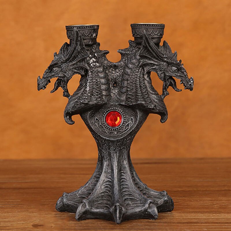 Dragon Candlestick Stand Statue Holder 2 Pcs Candle Sticks For Tea Light Decorative Theme Party  Pillar Halloween Haunted House acacuss