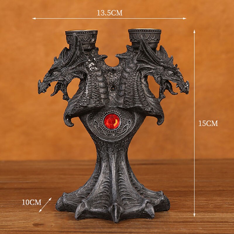 Dragon Candlestick Stand Statue Holder 2 Pcs Candle Sticks For Tea Light Decorative Theme Party  Pillar Halloween Haunted House acacuss