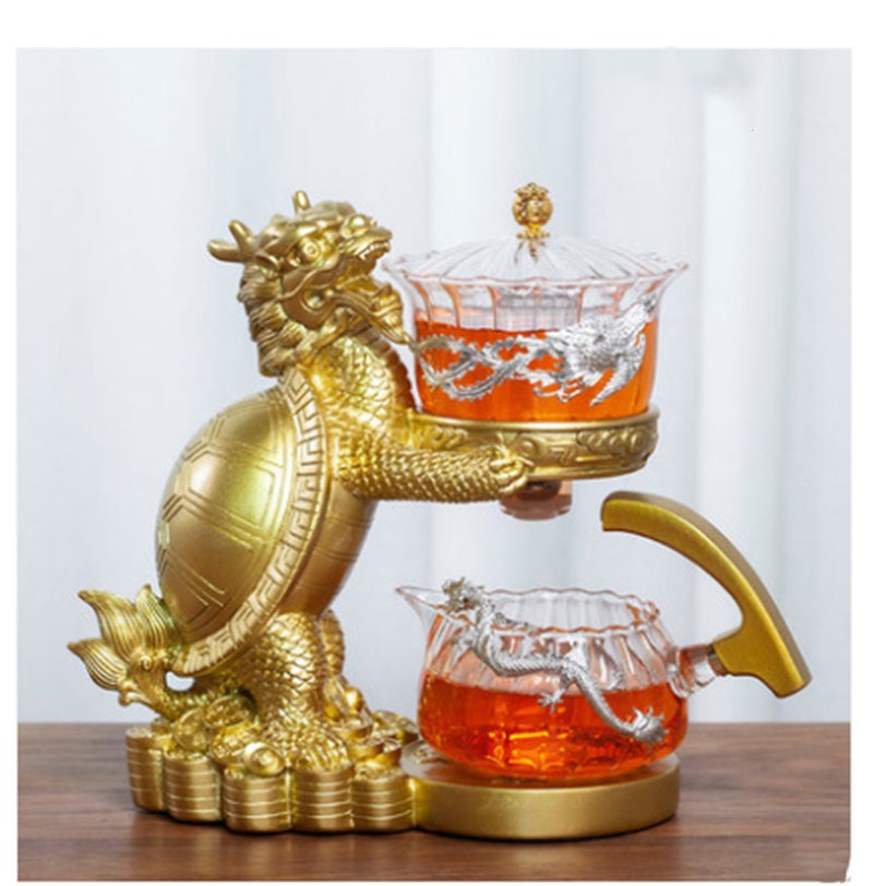 ハイティートレー コンポート 真鍮 ガラス ゴールド 87146DS-GD Dragon Dinosaur teapot with magnet Loose leaf tea infuser – acacuss