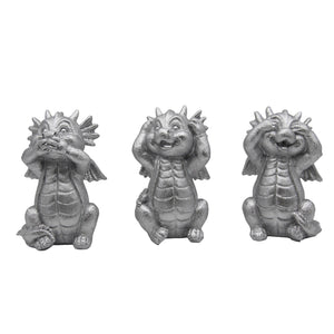 Dragon Statues 3 Pcs No Hear No See No Speak Bookshelf Sculpture for Living Room Table Desk Decor acacuss