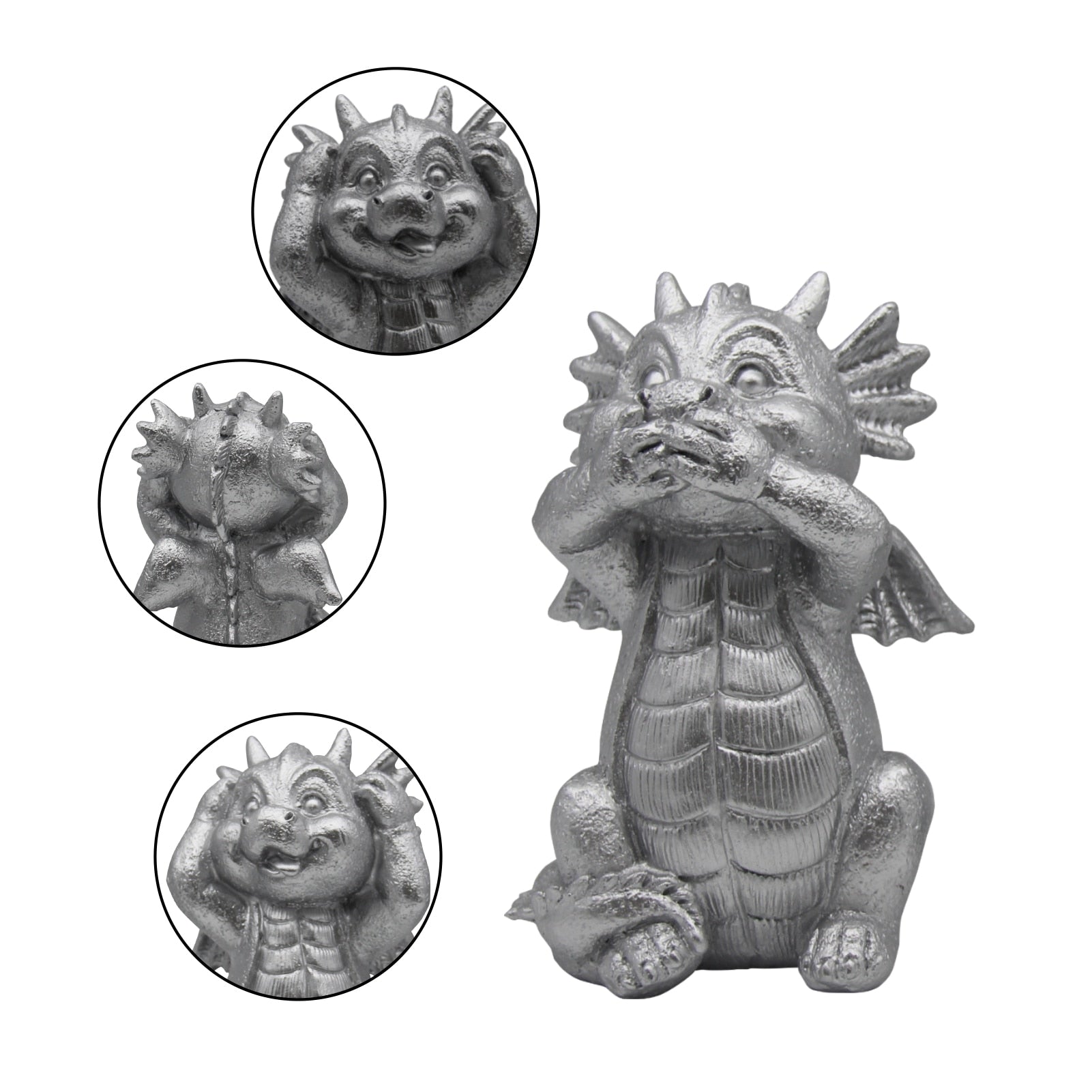 Dragon Statues 3 Pcs No Hear No See No Speak Bookshelf Sculpture for Living Room Table Desk Decor acacuss