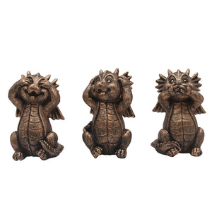 Dragon Statues 3 Pcs No Hear No See No Speak Bookshelf Sculpture for Living Room Table Desk Decor acacuss