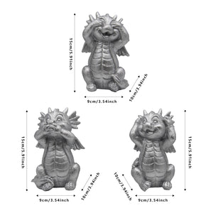 Dragon Statues 3 Pcs No Hear No See No Speak Bookshelf Sculpture for Living Room Table Desk Decor acacuss