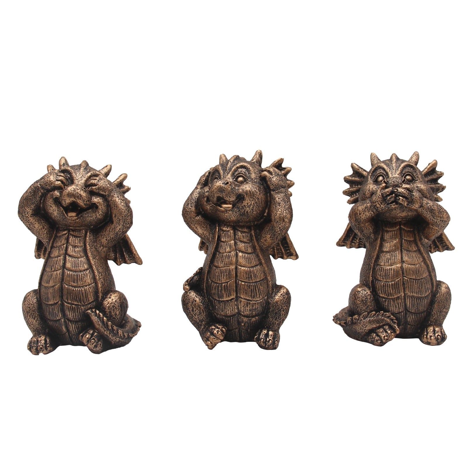 Dragon Statues 3 Pcs No Hear No See No Speak Bookshelf Sculpture for Living Room Table Desk Decor acacuss