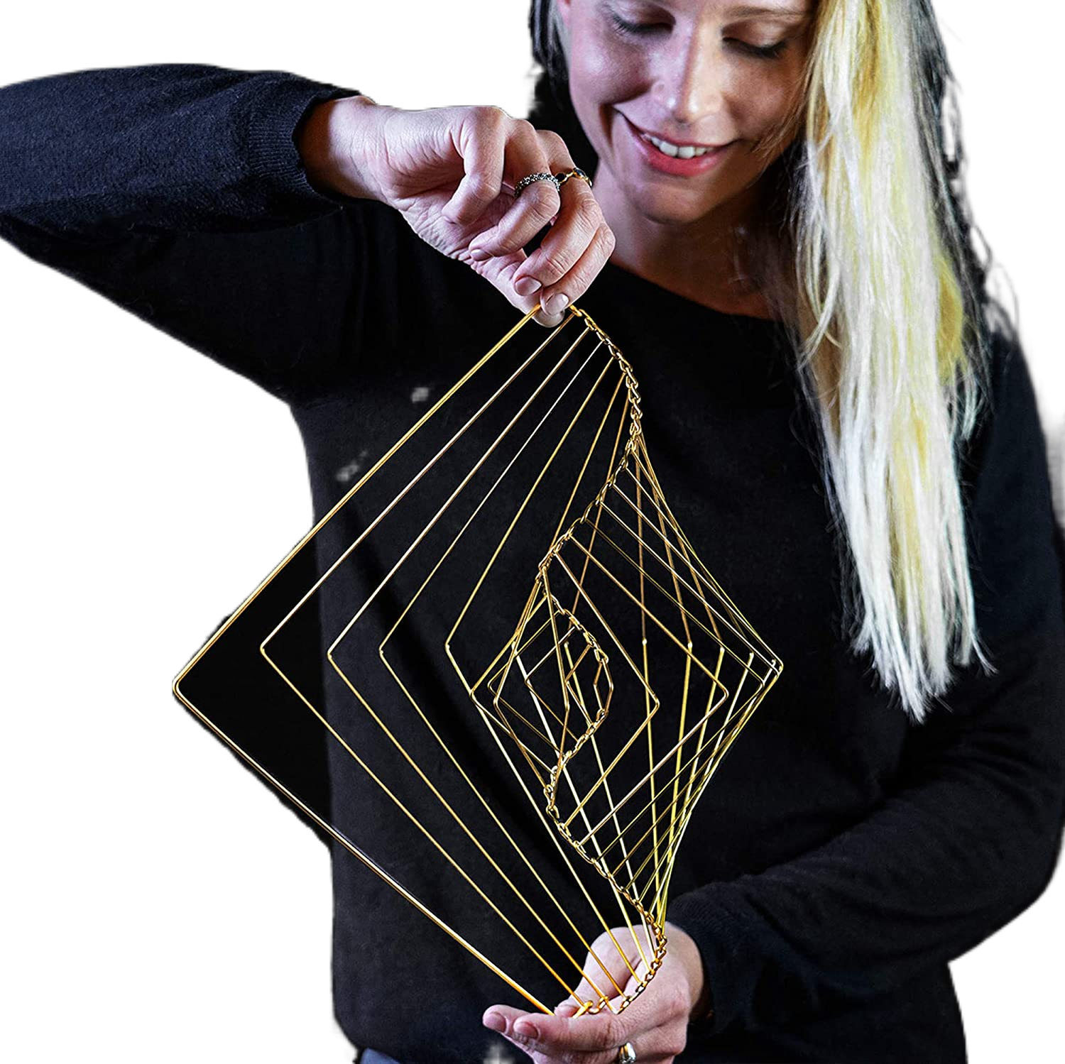 Dream  Atellani Square Wave Spin To Decompress Magic Wind Chimes Outdoor Hanging Sun Catcher For Garden Decoration acacuss