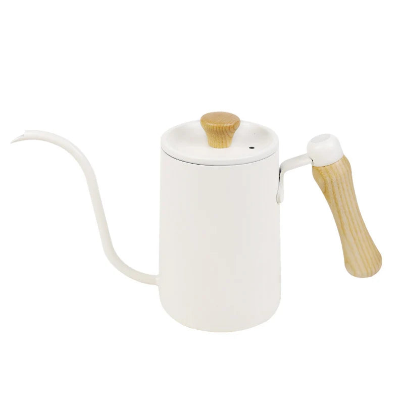 Drip Kettle 600ml Coffee Tea Pot Stainless Steel Non-stick Gooseneck Drip Kettle Wooden Handle Coffee Pot acacuss