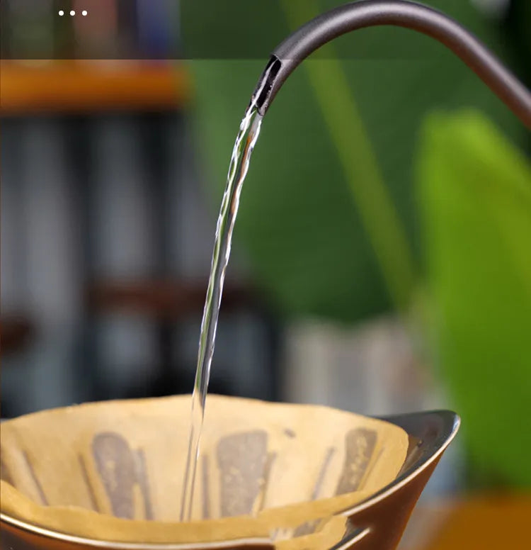 Drip Kettle 600ml Coffee Tea Pot Stainless Steel Non-stick Gooseneck Drip Kettle Wooden Handle Coffee Pot acacuss