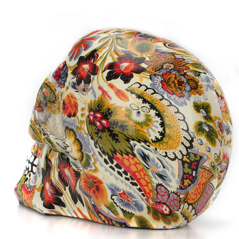Dropshipping New Creative Skull Resin Statues Color Flower Desk Decor Toy Birthday Gift Halloween Party Decoration acacuss