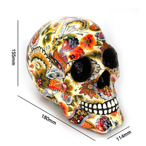 Dropshipping New Creative Skull Resin Statues Color Flower Desk Decor Toy Birthday Gift Halloween Party Decoration acacuss