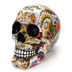 Dropshipping New Creative Skull Resin Statues Color Flower Desk Decor Toy Birthday Gift Halloween Party Decoration acacuss