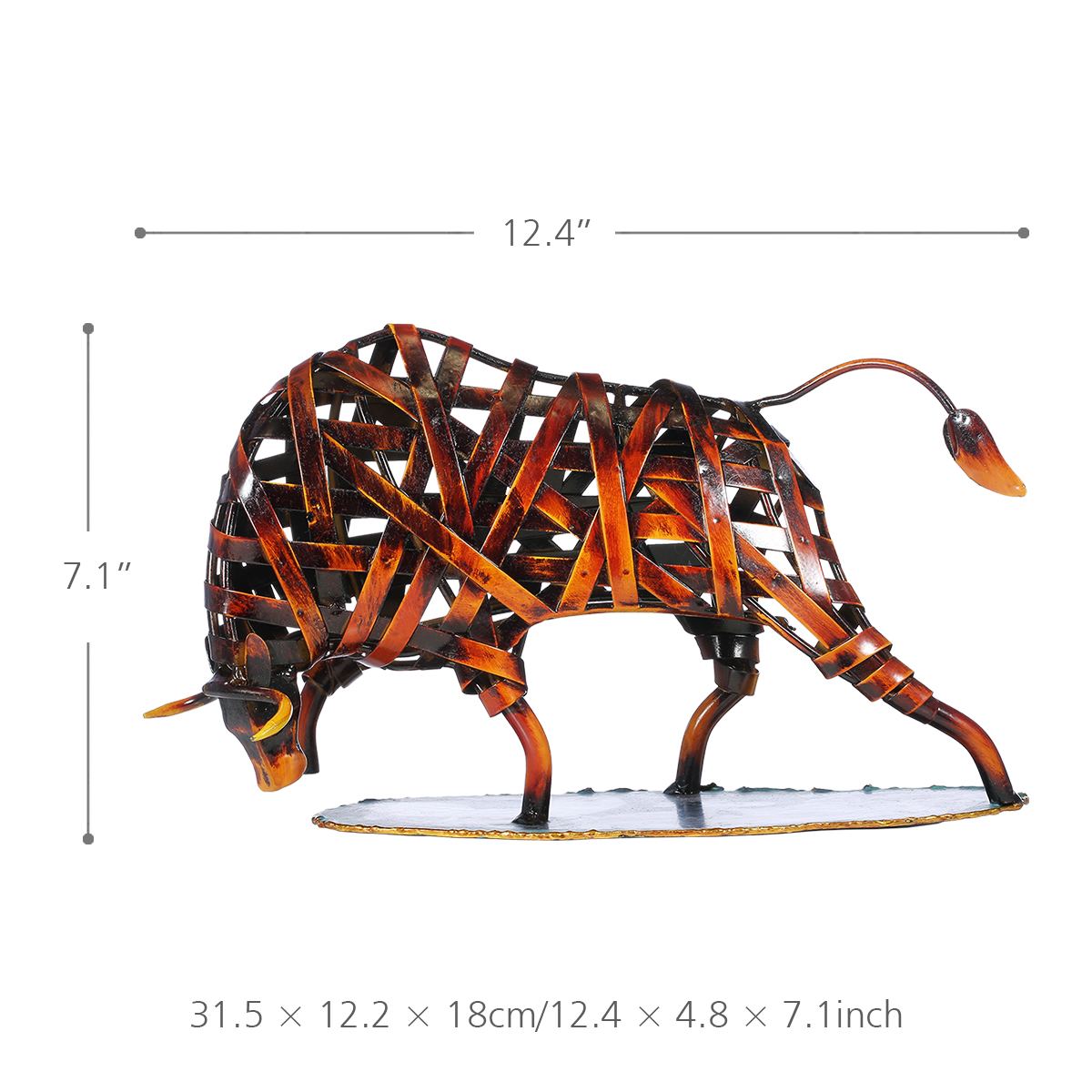Durable Iron-made Braided Cattle Metal Sculpture  Home Furnishing Articles Handmade Craft Articles for Home Office Decor acacuss