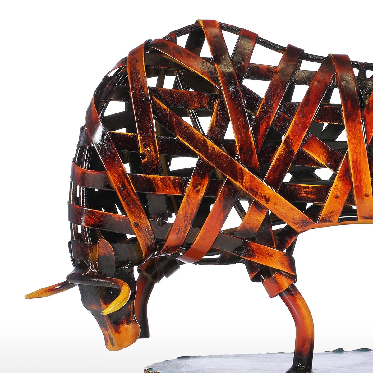 Durable Iron-made Braided Cattle Metal Sculpture  Home Furnishing Articles Handmade Craft Articles for Home Office Decor acacuss