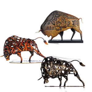 Durable Iron-made Braided Cattle Metal Sculpture  Home Furnishing Articles Handmade Craft Articles for Home Office Decor acacuss