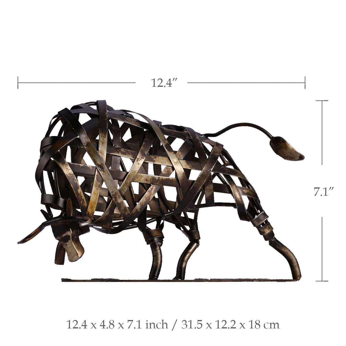 Durable Iron-made Braided Cattle Metal Sculpture  Home Furnishing Articles Handmade Craft Articles for Home Office Decor acacuss
