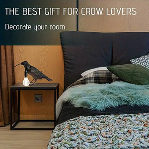 E14 Bulb with Plug Gothic Raven Lamp Vintage Resin Bird Lamp for Nightstand, Office, Living Room Farmhouse Art Deco Style acacuss