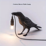 E14 Bulb with Plug Gothic Raven Lamp Vintage Resin Bird Lamp for Nightstand, Office, Living Room Farmhouse Art Deco Style acacuss