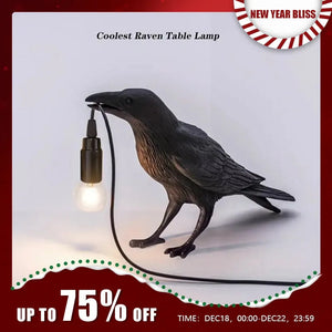 E14 Bulb with Plug Gothic Raven Lamp Vintage Resin Bird Lamp for Nightstand, Office, Living Room Farmhouse Art Deco Style acacuss