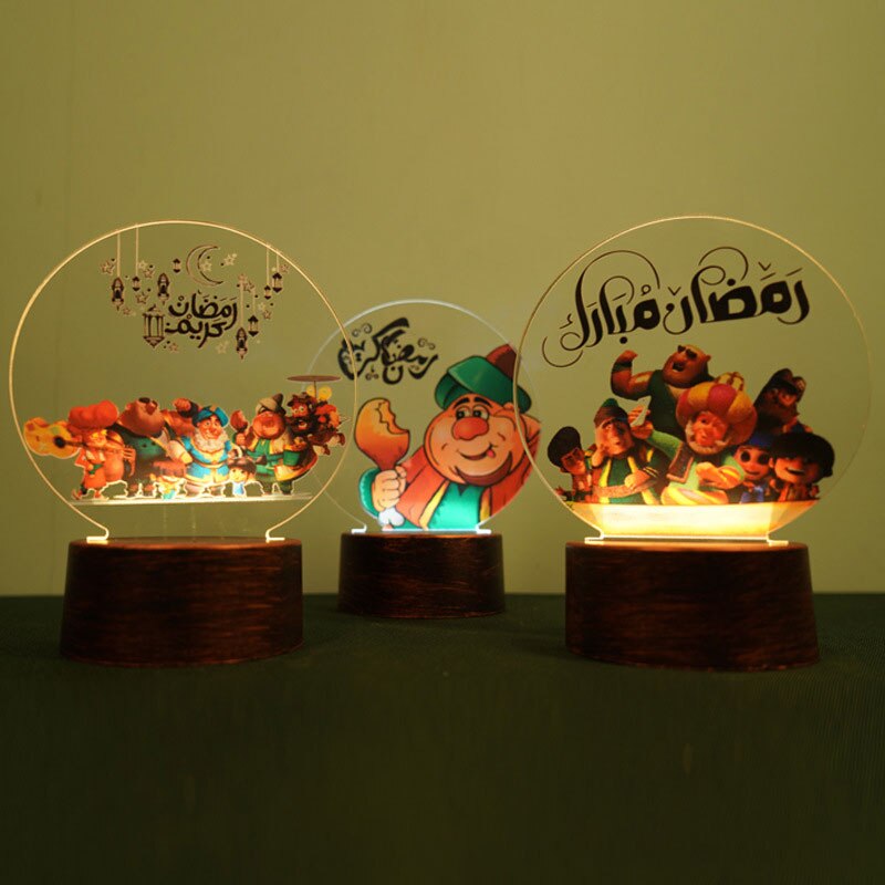 2023 EID Mubarak LED Light Table Ornaments 3D Acrylic Night Lamp Muslim Ramadan Party Eid Al Adha Ramadan Decoration for Home acacuss