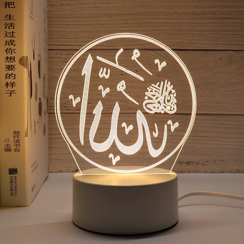 2023 EID Mubarak LED Light Table Ornaments 3D Acrylic Night Lamp Muslim Ramadan Party Eid Al Adha Ramadan Decoration for Home acacuss