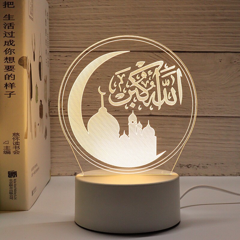 2023 EID Mubarak LED Light Table Ornaments 3D Acrylic Night Lamp Muslim Ramadan Party Eid Al Adha Ramadan Decoration for Home acacuss