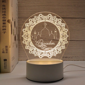 2023 EID Mubarak LED Light Table Ornaments 3D Acrylic Night Lamp Muslim Ramadan Party Eid Al Adha Ramadan Decoration for Home acacuss