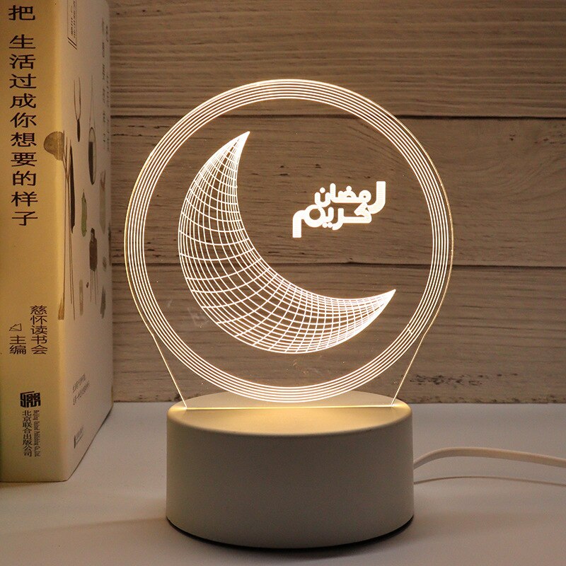 2023 EID Mubarak LED Light Table Ornaments 3D Acrylic Night Lamp Muslim Ramadan Party Eid Al Adha Ramadan Decoration for Home acacuss